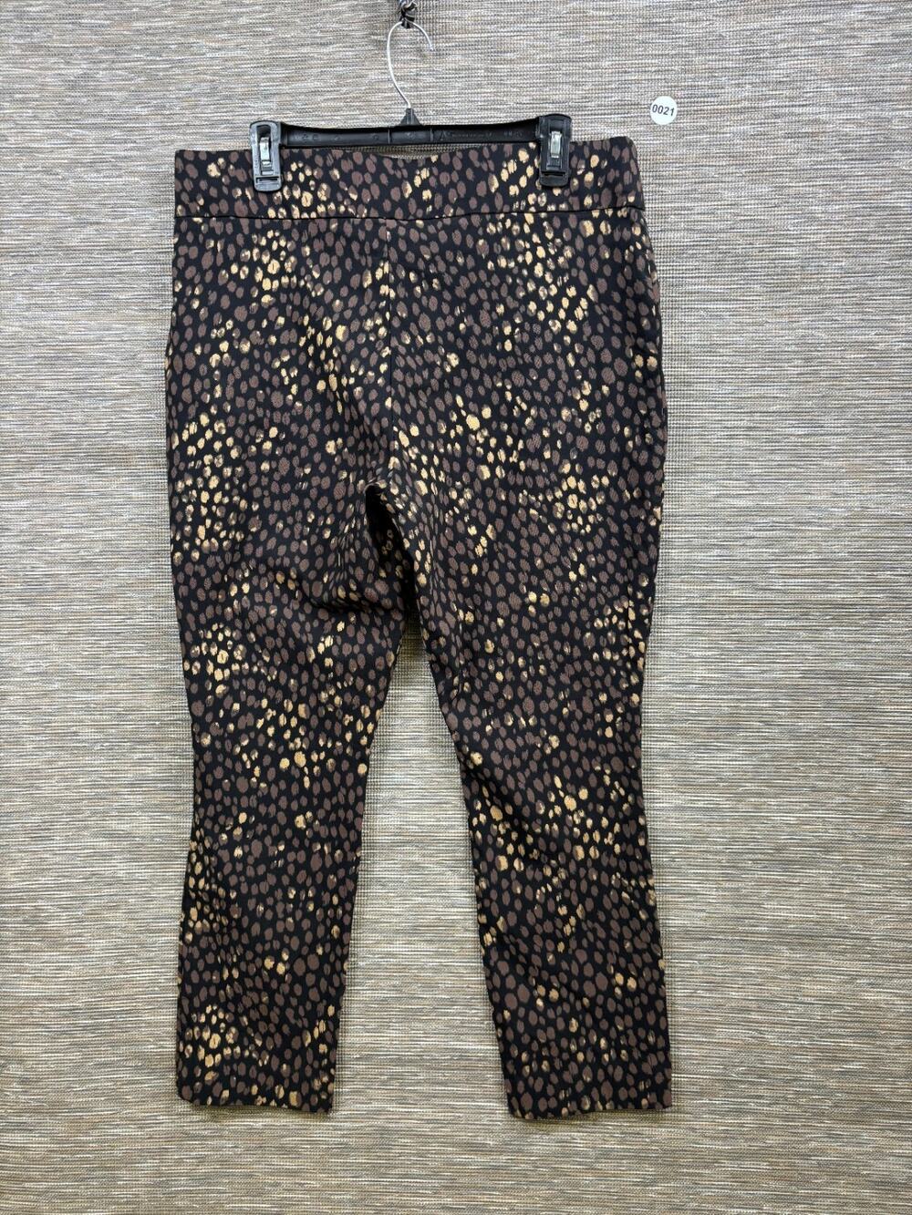 Zoe Phoebe Leggings Pants Womens XL Black Gold Animal Print Pull-On Stretchy
